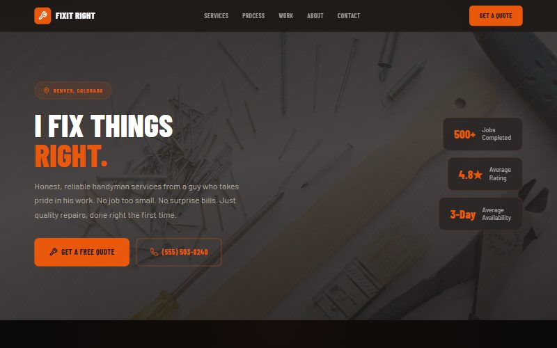 FixIt Right Handyman homepage