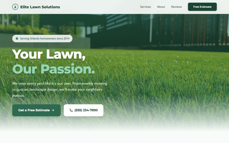 Elite Lawn Solutions homepage