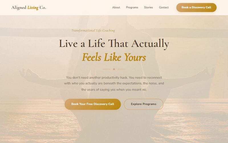 Aligned Living Co. homepage