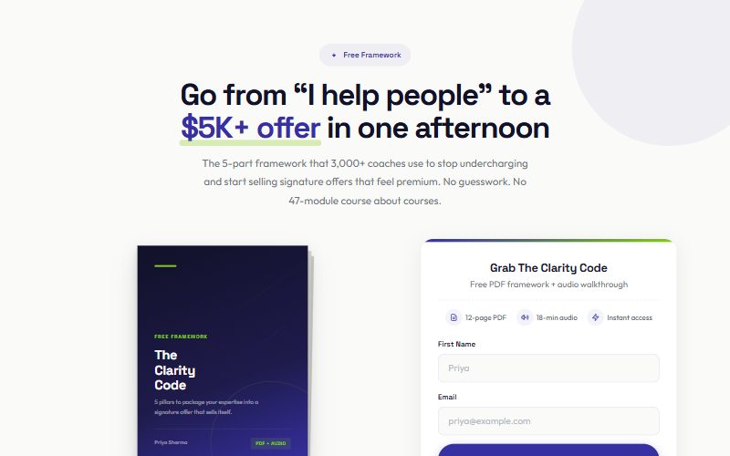 Free Framework: The Clarity Code homepage