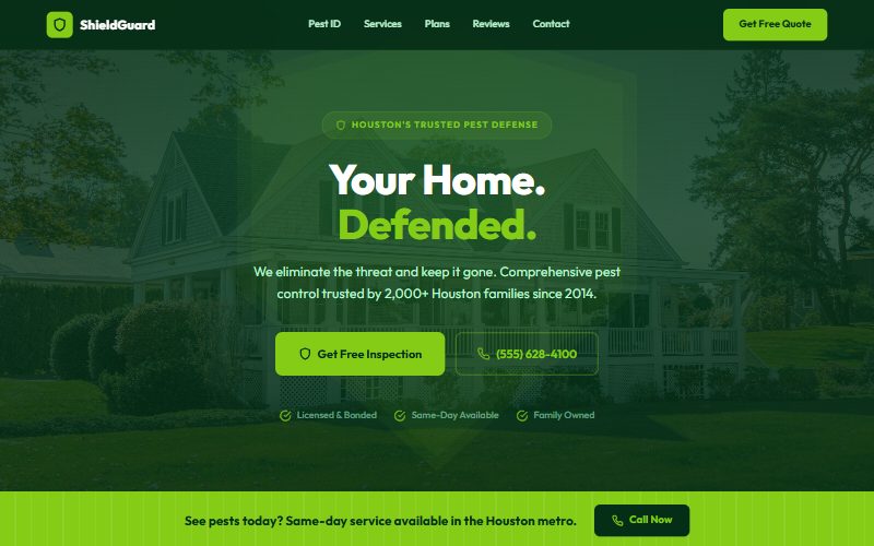 ShieldGuard Pest Solutions homepage