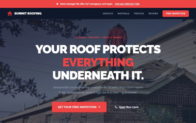Summit Roofing Co. homepage