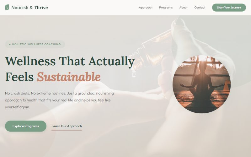 Nourish & Thrive Wellness homepage